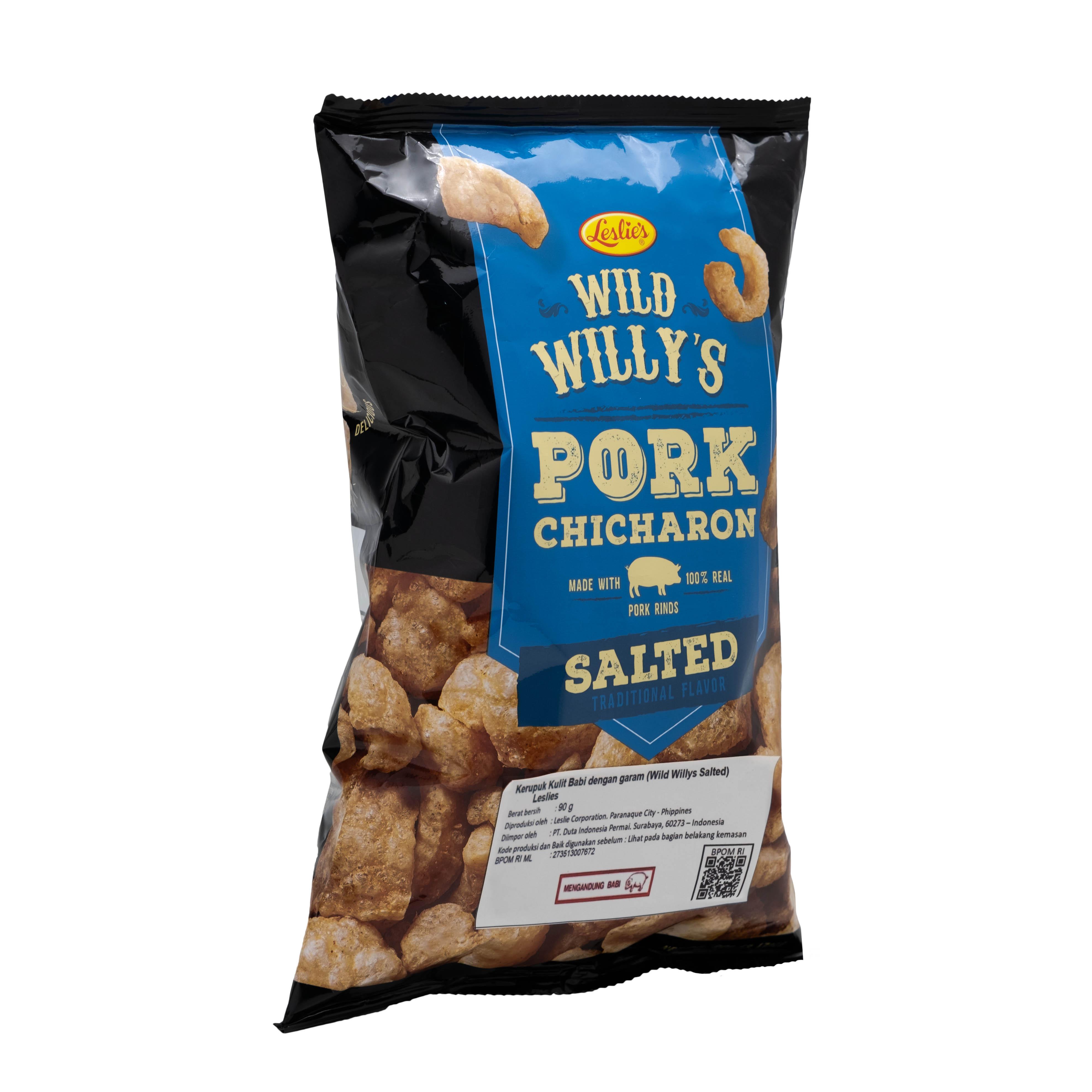 Leslie's Pork Chicharon Wild Willys Salted Inter Buana Mandiri