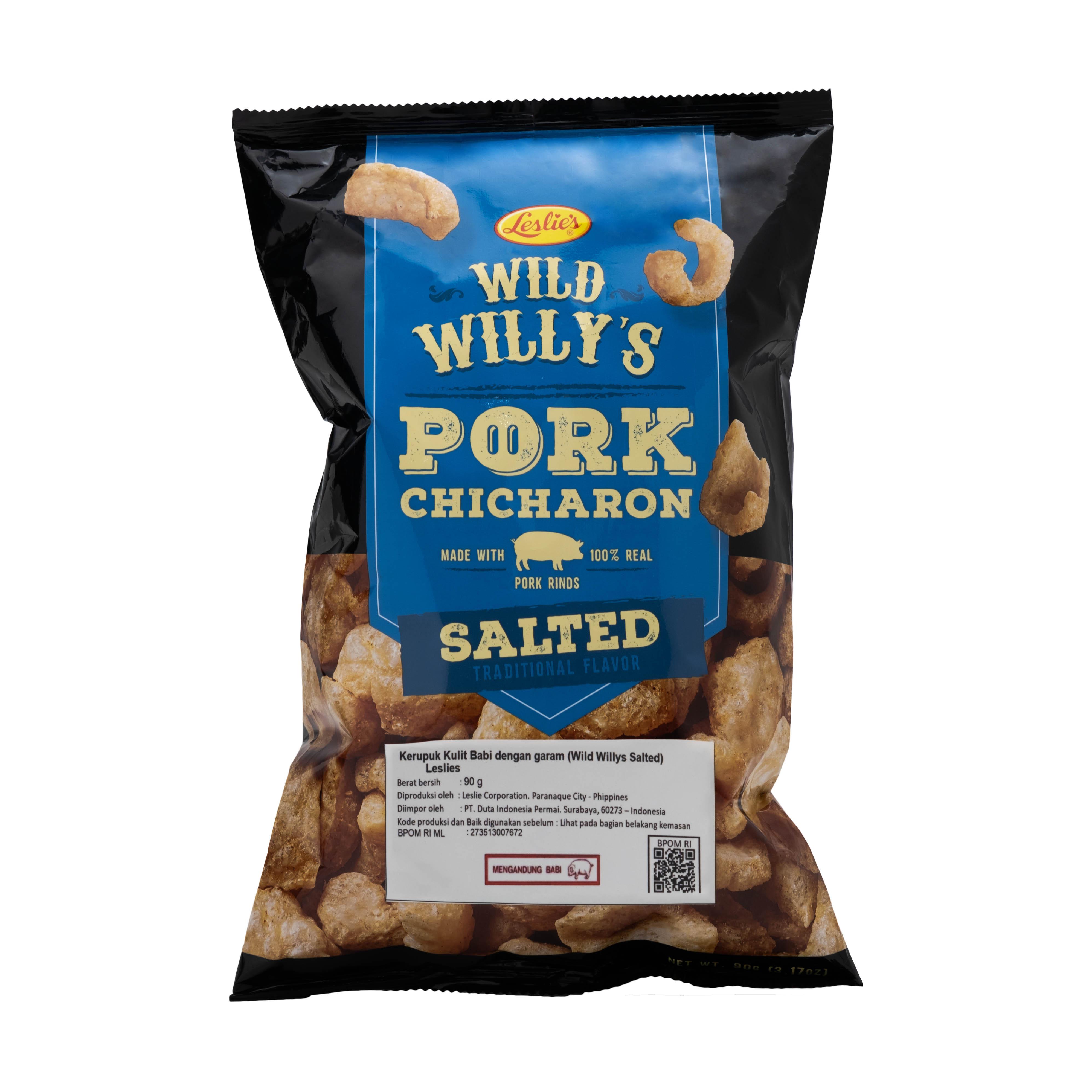 Leslie's Pork Chicharon Wild Willys Salted Inter Buana Mandiri